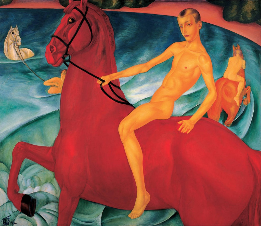 K. Petrov-Vodkin, Banho do cavalo vermelho, 1912.