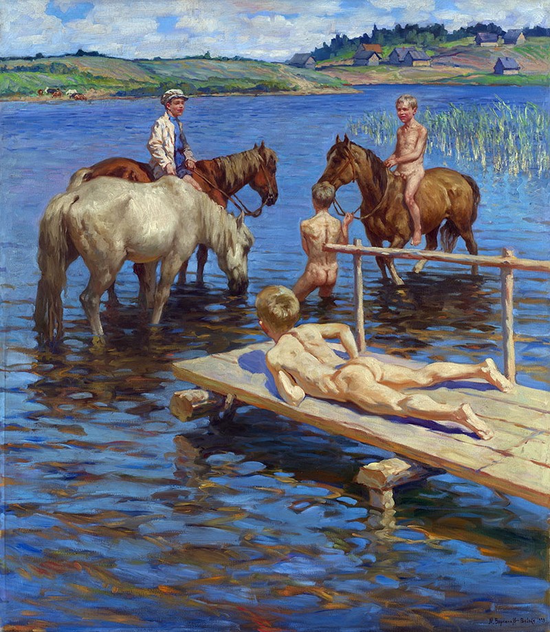 N. Bogdanovitch-Belski, Banho de cavalos, 1939.