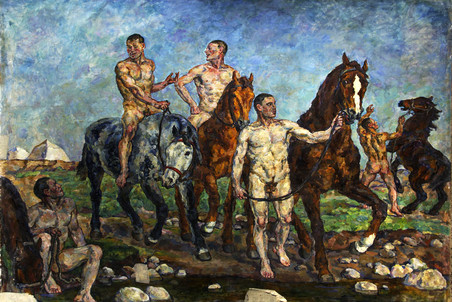 P. Kontchalovski, Banho da cavalaria vermelha, 1928.